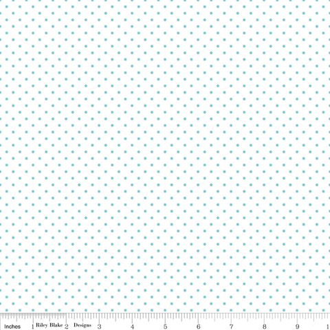 Swiss Dot Aqua on White Yardage by Riley Blake Designs