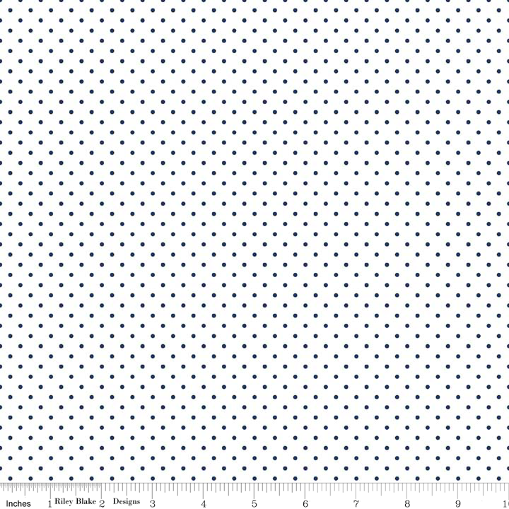 Swiss Dot Navy on White Yardage by Riley Blake Designs