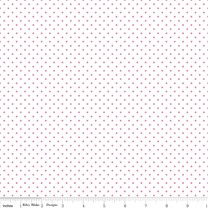 Swiss Dot Hot Pink on White Yardage by Riley Blake Designs