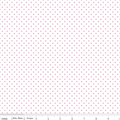 Swiss Dot Hot Pink on White Yardage by Riley Blake Designs
