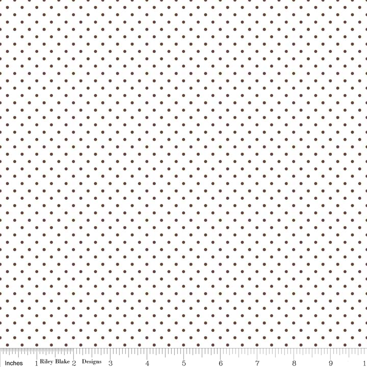 Swiss Dot Brown on White Yardage by Riley Blake Designs