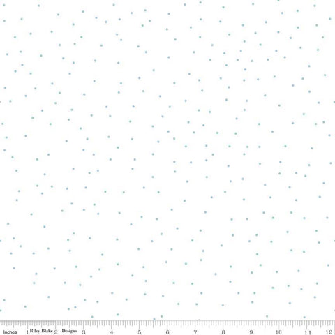 Pin Dot Aqua on White Yardage by Lori Holt for Riley Blake Designs
