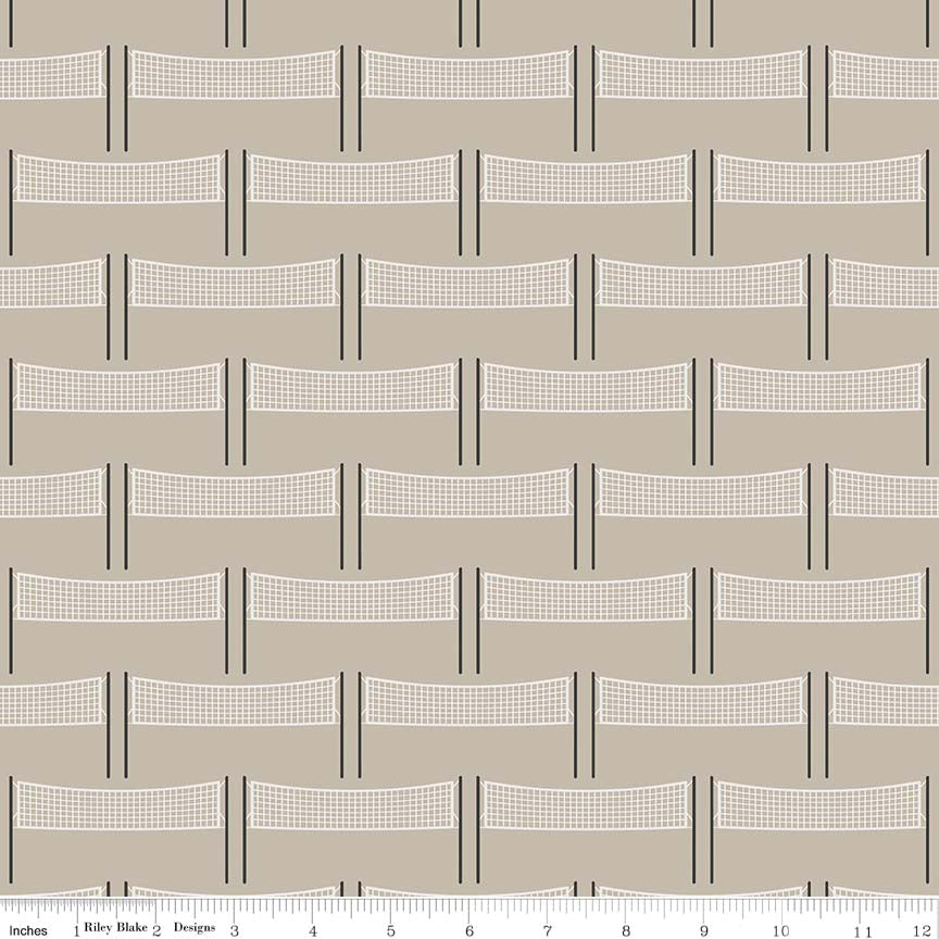 Varsity Tan Volleyball Net Yardage by Deena Rutter for Riley Blake