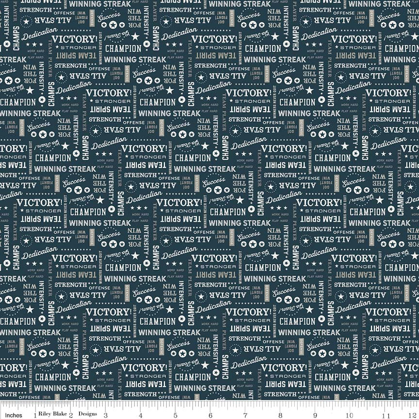 Varsity Navy Text Yardage by Deena Rutter for Riley Blake
