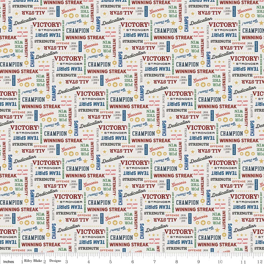 Varsity Off White Text Yardage by Deena Rutter for Riley Blake