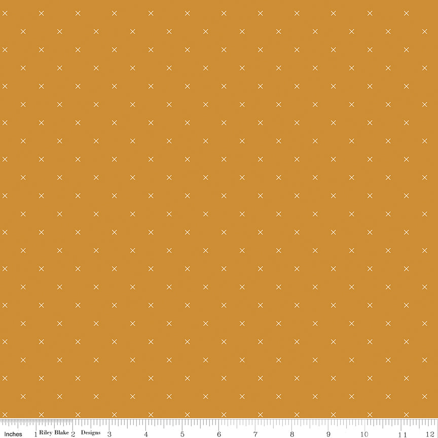 Bee Cross Stitch Butterscotch Yardage by Lori Holt for Riley Blake Designs