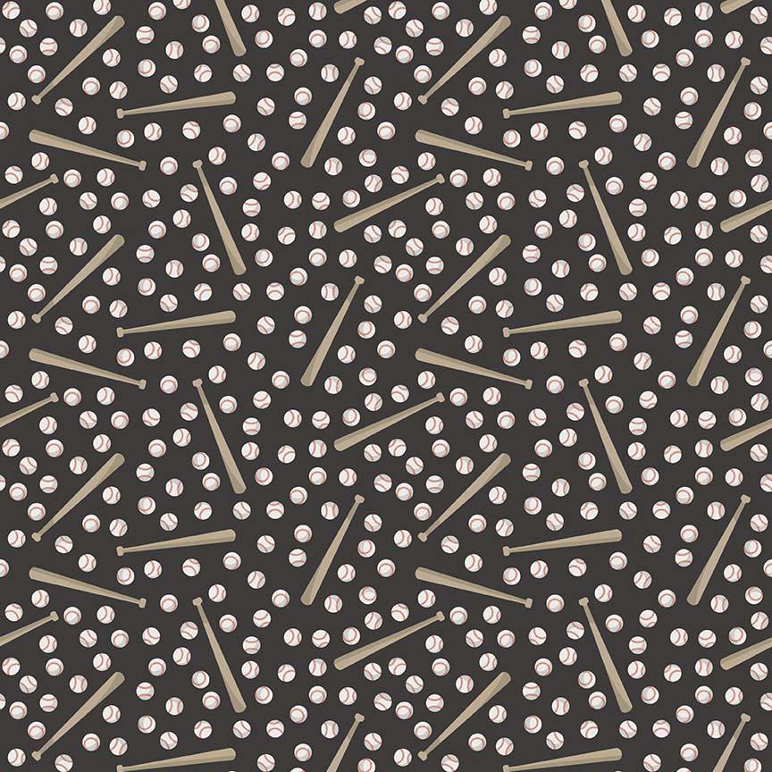 Varsity Black Baseball Yardage by Deena Rutter for Riley Blake