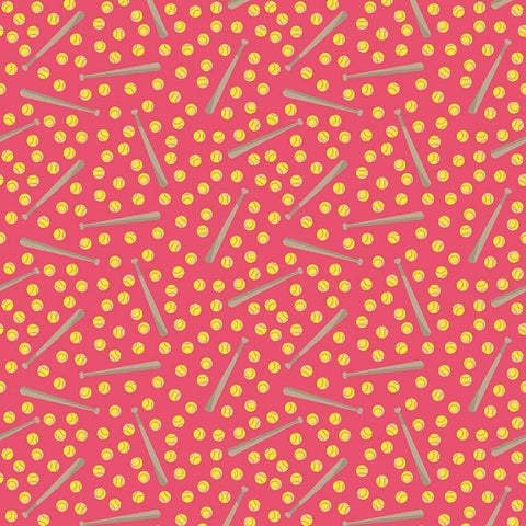 Varsity Pink Softball Yardage by Deena Rutter for Riley Blake