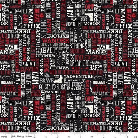 Wild At Heart Black Words Yardage by Lori Whitlock for Riley Blake Designs