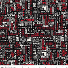 Wild At Heart Black Words Yardage by Lori Whitlock for Riley Blake Designs