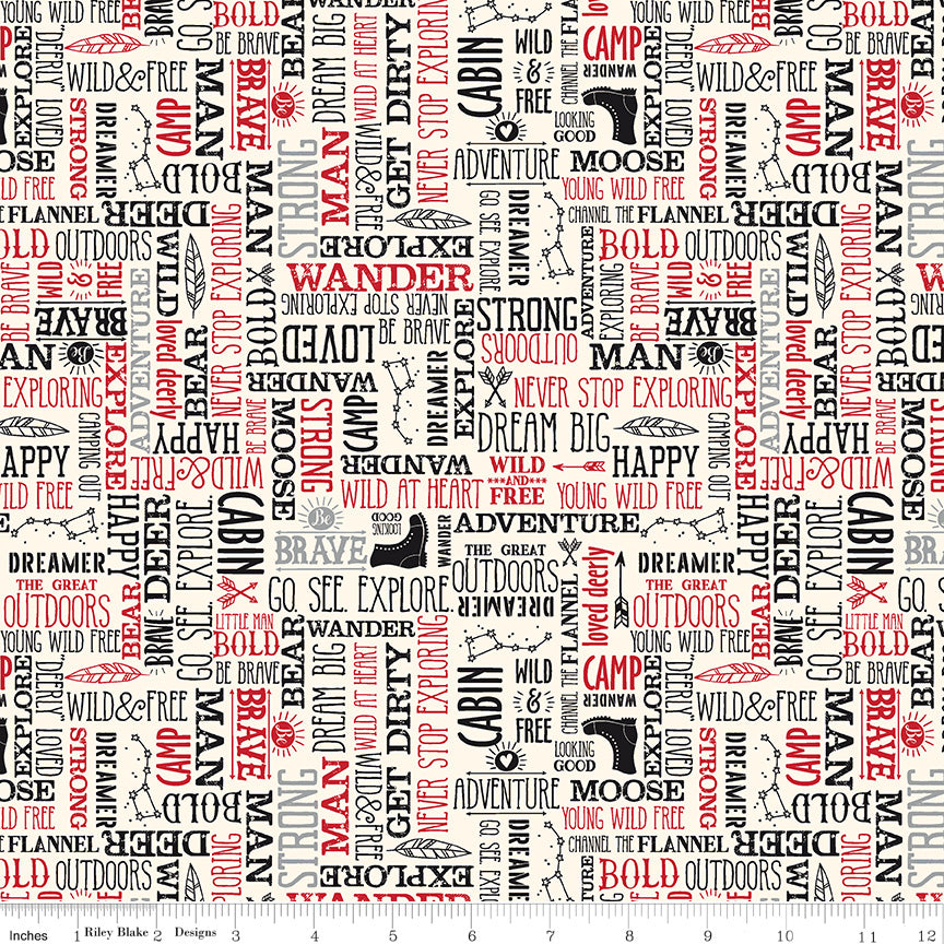 Wild At Heart Cream Words Yardage by Lori Whitlock for Riley Blake Designs