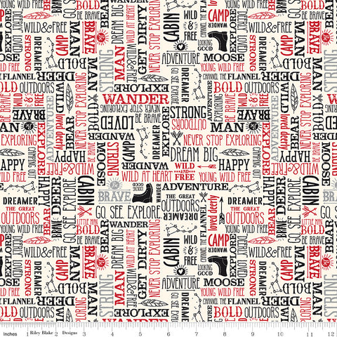 Wild At Heart Cream Words Yardage by Lori Whitlock for Riley Blake Designs