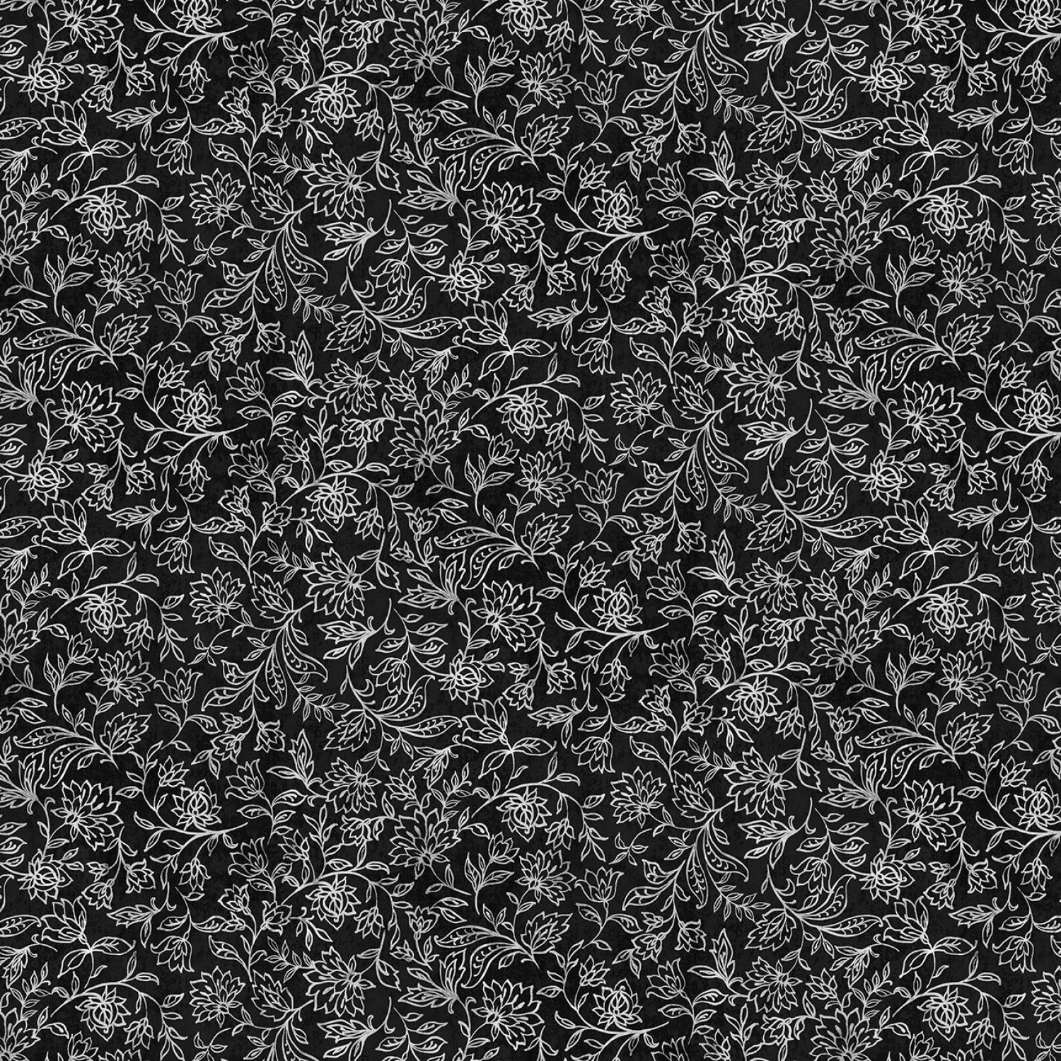 Life is Better on the Farm Black Linear Floral Yardage by Michael Miller Fabrics