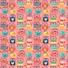 Betsy's Sewing Kit Pink Calico Kettles Yardage by Lori Woods for Poppie Cotton Fabrics
