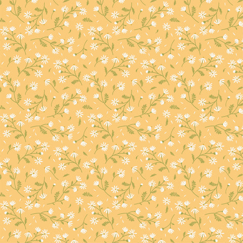 Sunshine And Chamomile Yellow Chamomile Yardage by Lori Woods for Poppie Cotton Fabrics