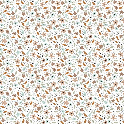 House and Home White Cicely Yardage by Lori Woods for Poppie Cotton Fabrics