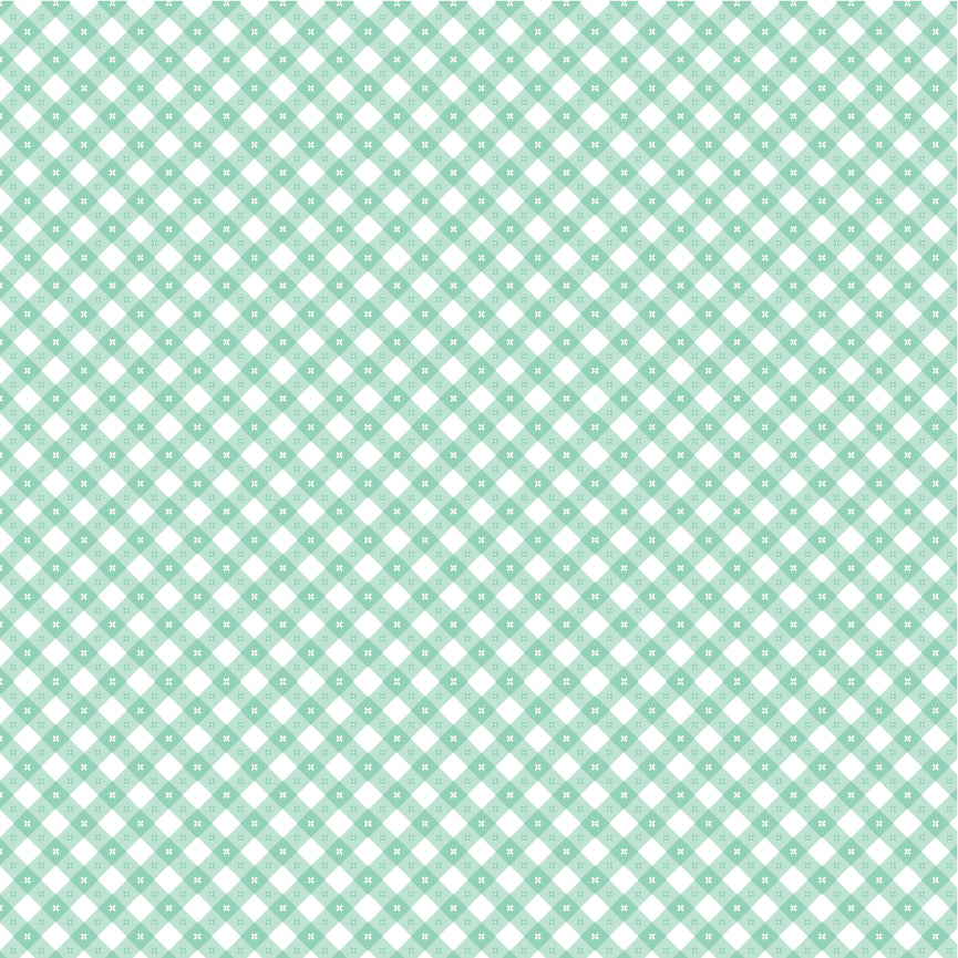 Gingham Picnic Mint Pool Yardage by Lori Woods for Poppie Cotton Fabrics