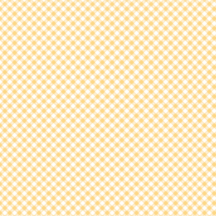 Gingham Picnic Yellow Dandelion Yardage by Lori Woods for Poppie Cotton Fabrics