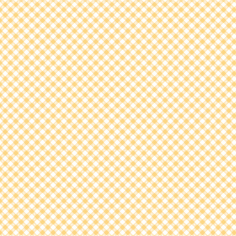 Gingham Picnic Yellow Dandelion Yardage by Lori Woods for Poppie Cotton Fabrics