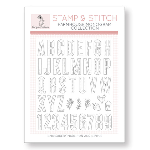 Stamp and Stitch Farmhouse Monogram Collection by Poppie Cotton