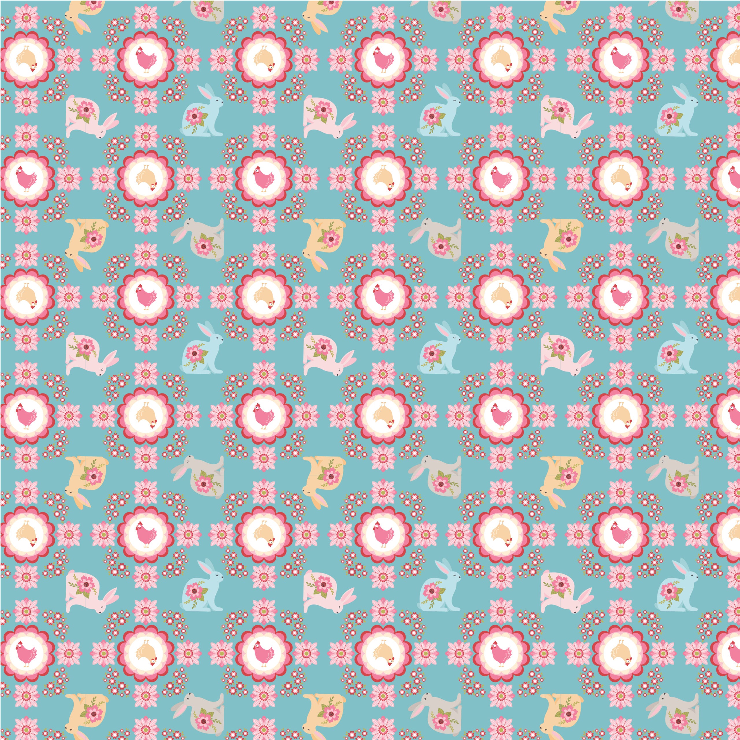 Poppie's Patchwork Club Blue Flopsy & Mopsy Yardage by Lori Woods for Poppie Cotton Fabrics