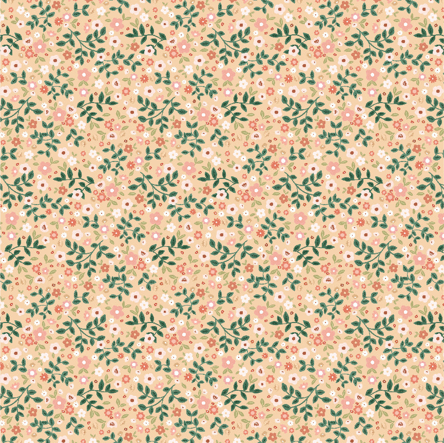 Goose Creek Gardens Yellow Garden Mix Yardage by Lori Woods for Poppie Cotton Fabrics