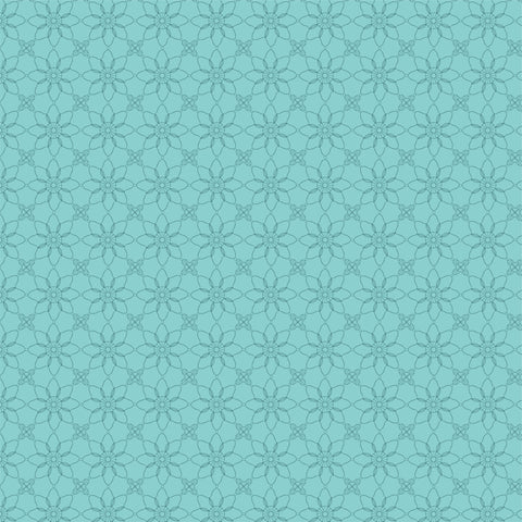 Treasured Threads Teal Granny Yardage by Lori Woods for Poppie Cotton Fabrics