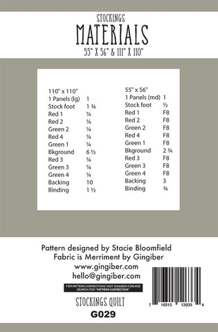 Stockings Quilt Pattern by Gingiber