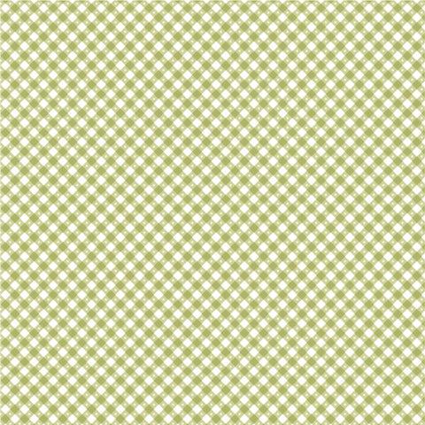 Gingham Picnic Green Grass Yardage by Lori Woods for Poppie Cotton Fabrics