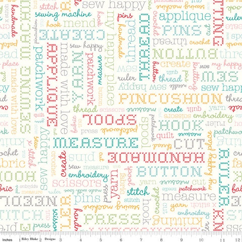 My Happy Place Cloud Text Yardage by Lori Holt for Riley Blake Designs