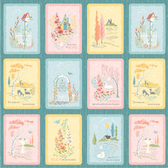 Hollyhock Lane Teal Hollyhock Lane Yardage by Lori Woods for Poppie Cotton Fabrics