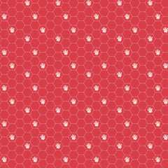 Sunshine And Chamomile Red Honey Comb Yardage by Lori Woods for Poppie Cotton Fabrics