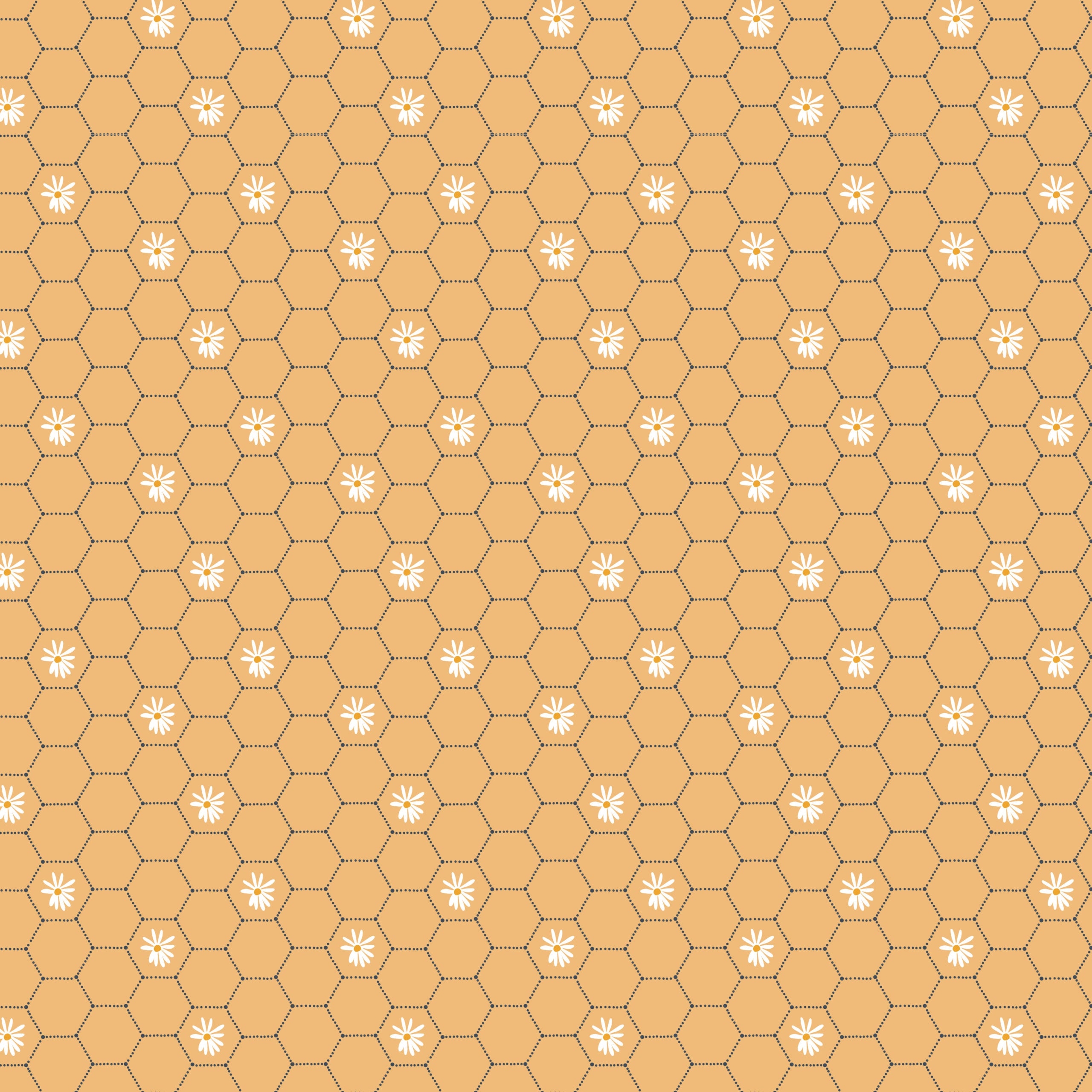 Sunshine And Chamomile Yellow Honey Comb Yardage by Lori Woods for Poppie Cotton Fabrics
