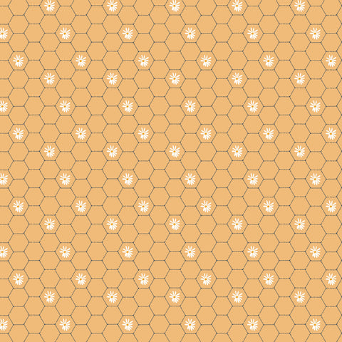 Sunshine And Chamomile Yellow Honey Comb Yardage by Lori Woods for Poppie Cotton Fabrics