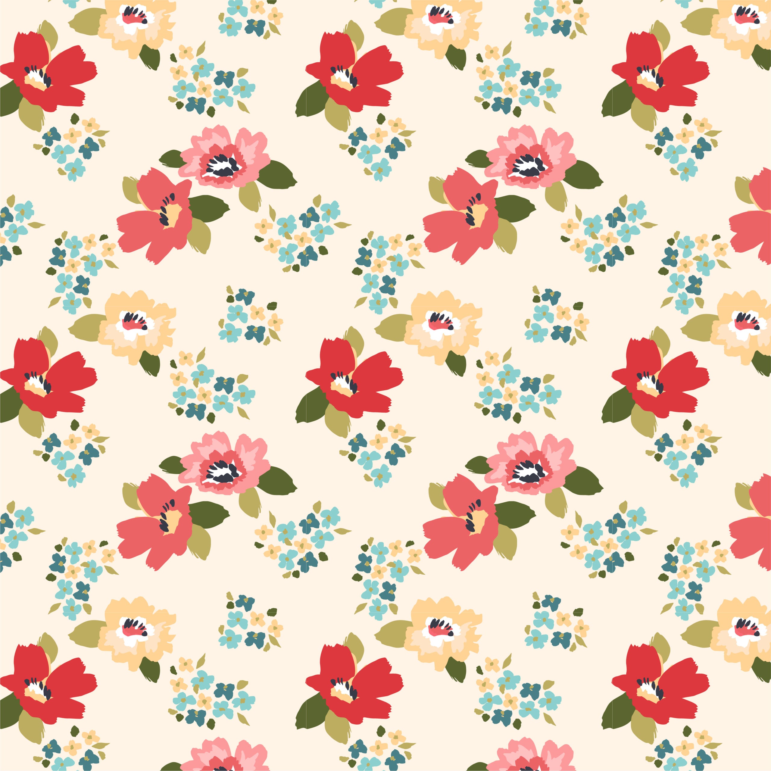 Treasured Threads Natural Jane Yardage by Lori Woods for Poppie Cotton Fabrics