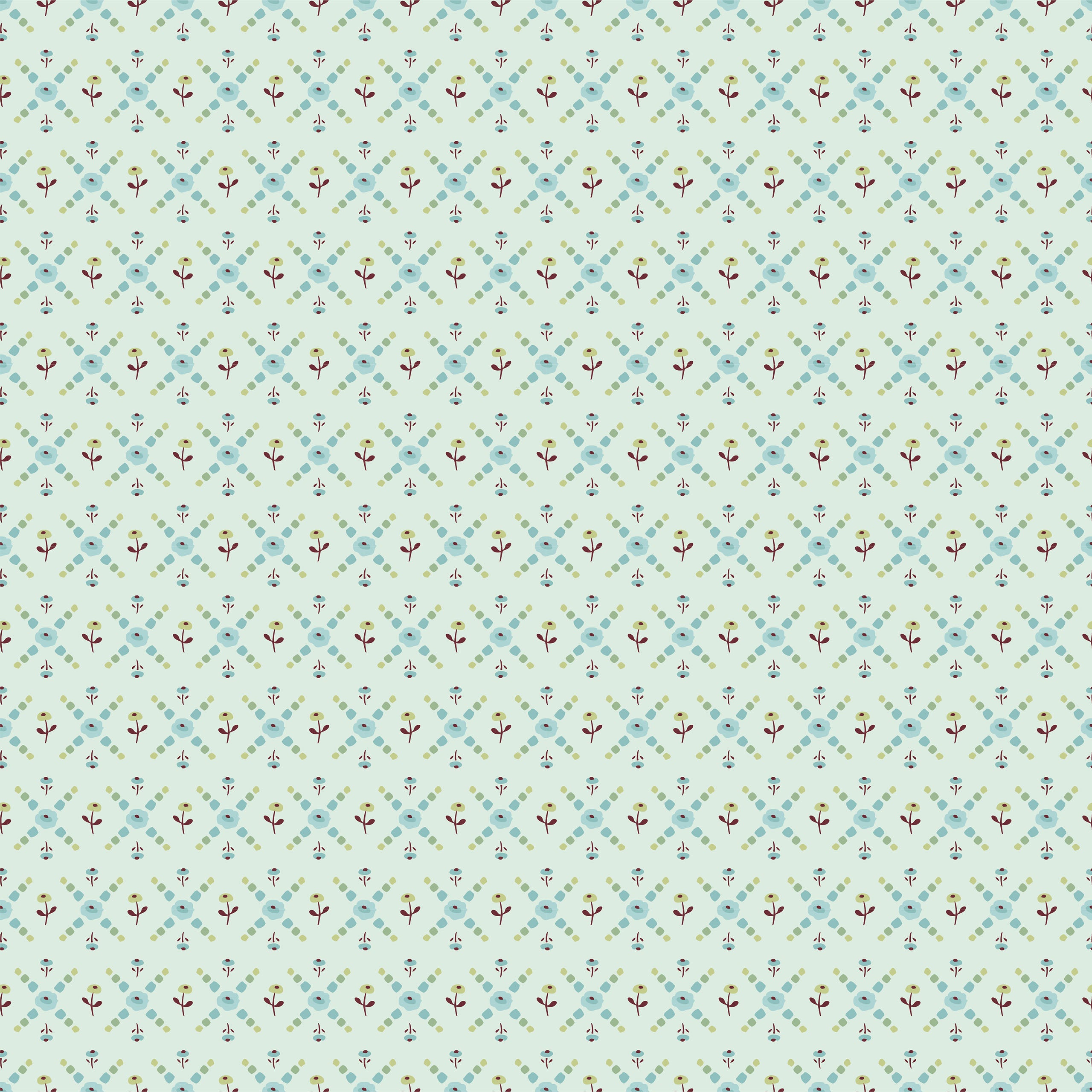 Hollyhock Lane Mint Joy Yardage by Lori Woods for Poppie Cotton Fabrics