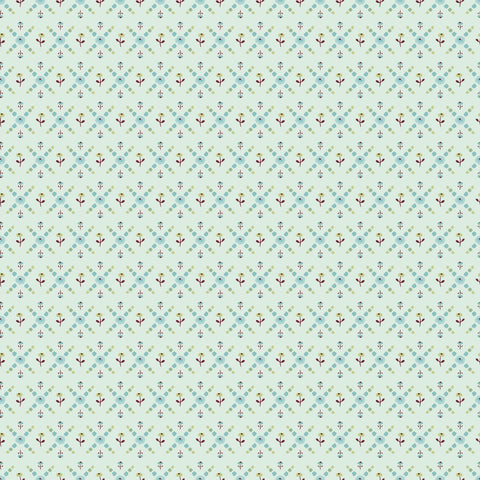 Hollyhock Lane Mint Joy Yardage by Sheri McCulley for Poppie Cotton Fabrics