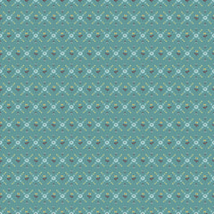 Hollyhock Lane Teal Joy Yardage by Lori Woods for Poppie Cotton Fabrics