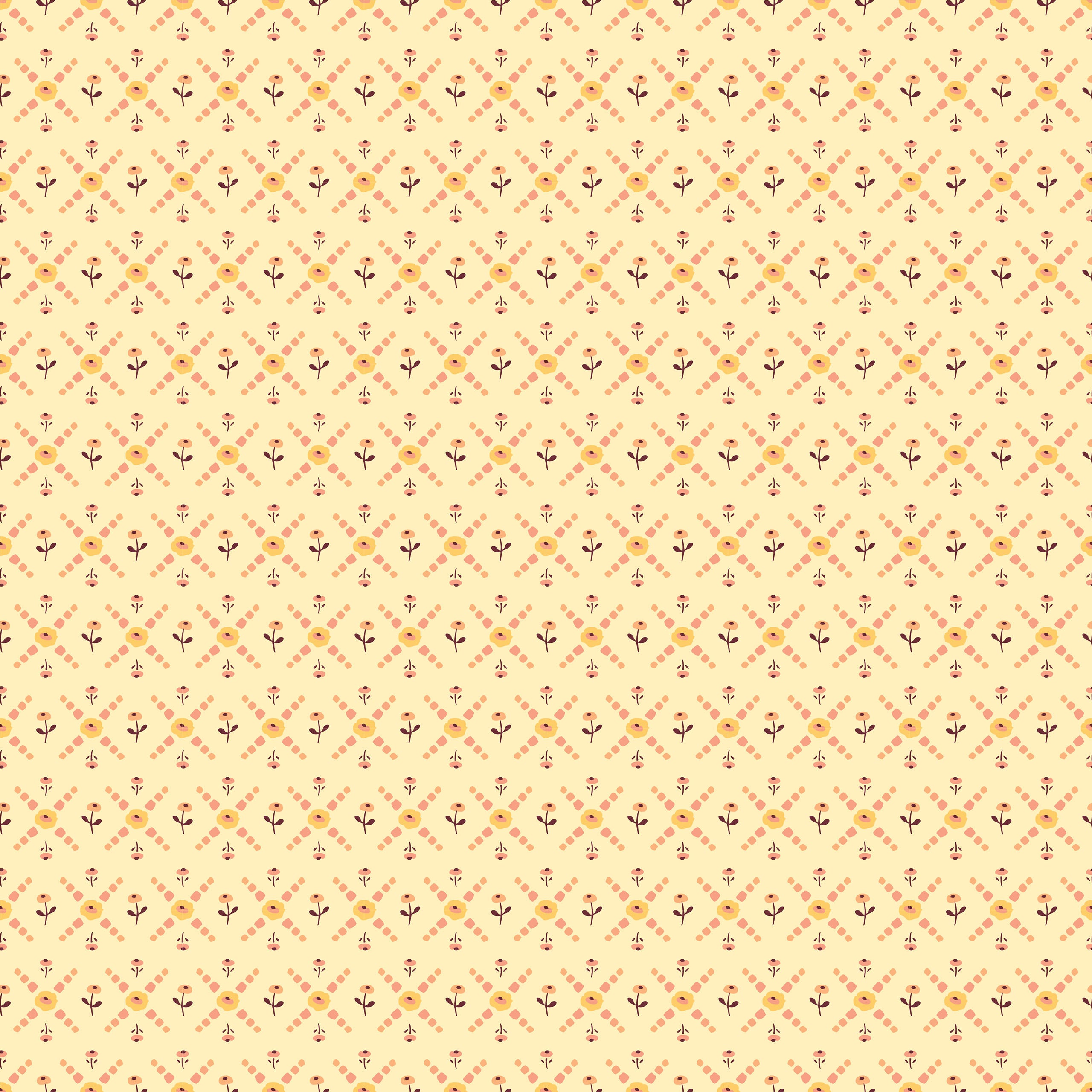 Hollyhock Lane Yellow Joy Yardage by Lori Woods for Poppie Cotton Fabrics