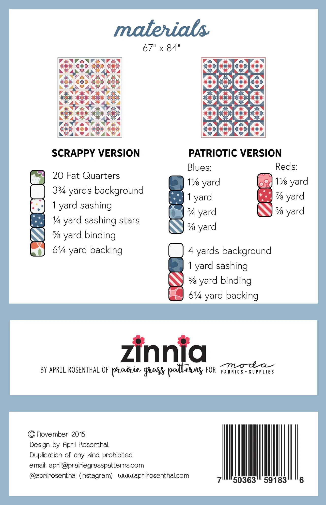 July Sky Quilt Pattern by Prairie Grass Patterns