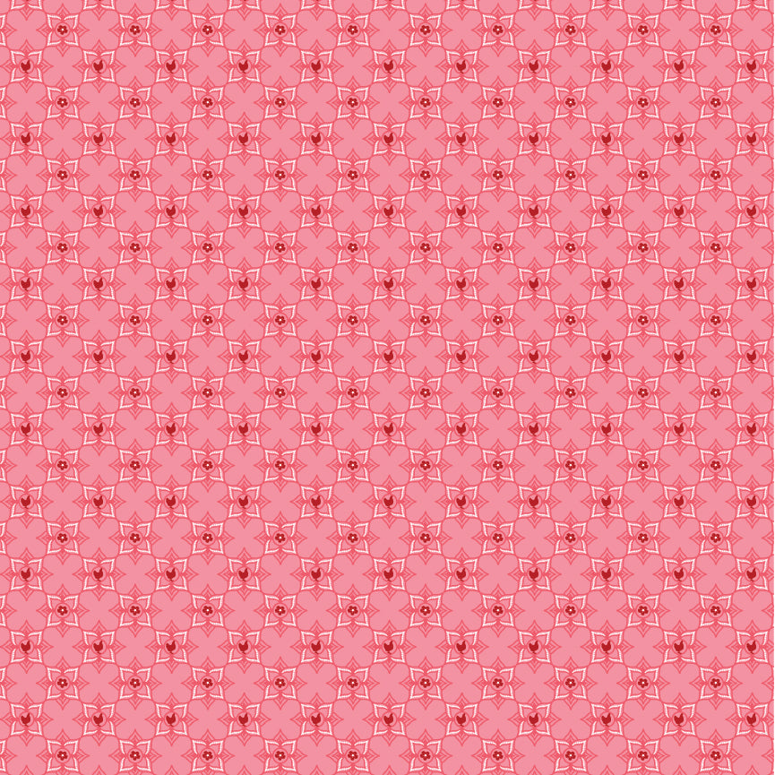 Barnyard Bandana Hot Kisses Pink Yardage by Lori Woods for Poppie Cotton Fabrics