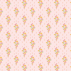 Hollyhock Lane Pink Love At Home Yardage by Lori Woods for Poppie Cotton Fabrics