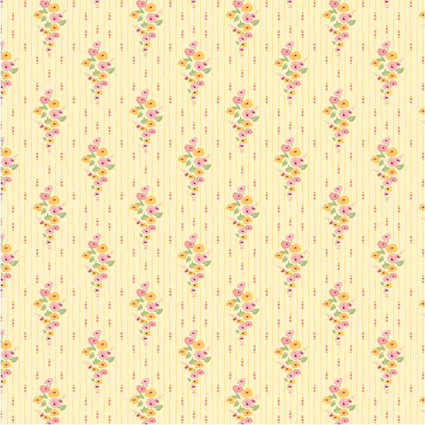 Hollyhock Lane Yellow Love At Home Yardage by Sheri McCulley for Poppie Cotton Fabrics