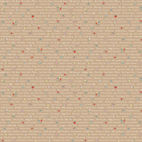 My Favorite Things Brown Love Letters Yardage by Lori Woods for Poppie Cotton Fabrics
