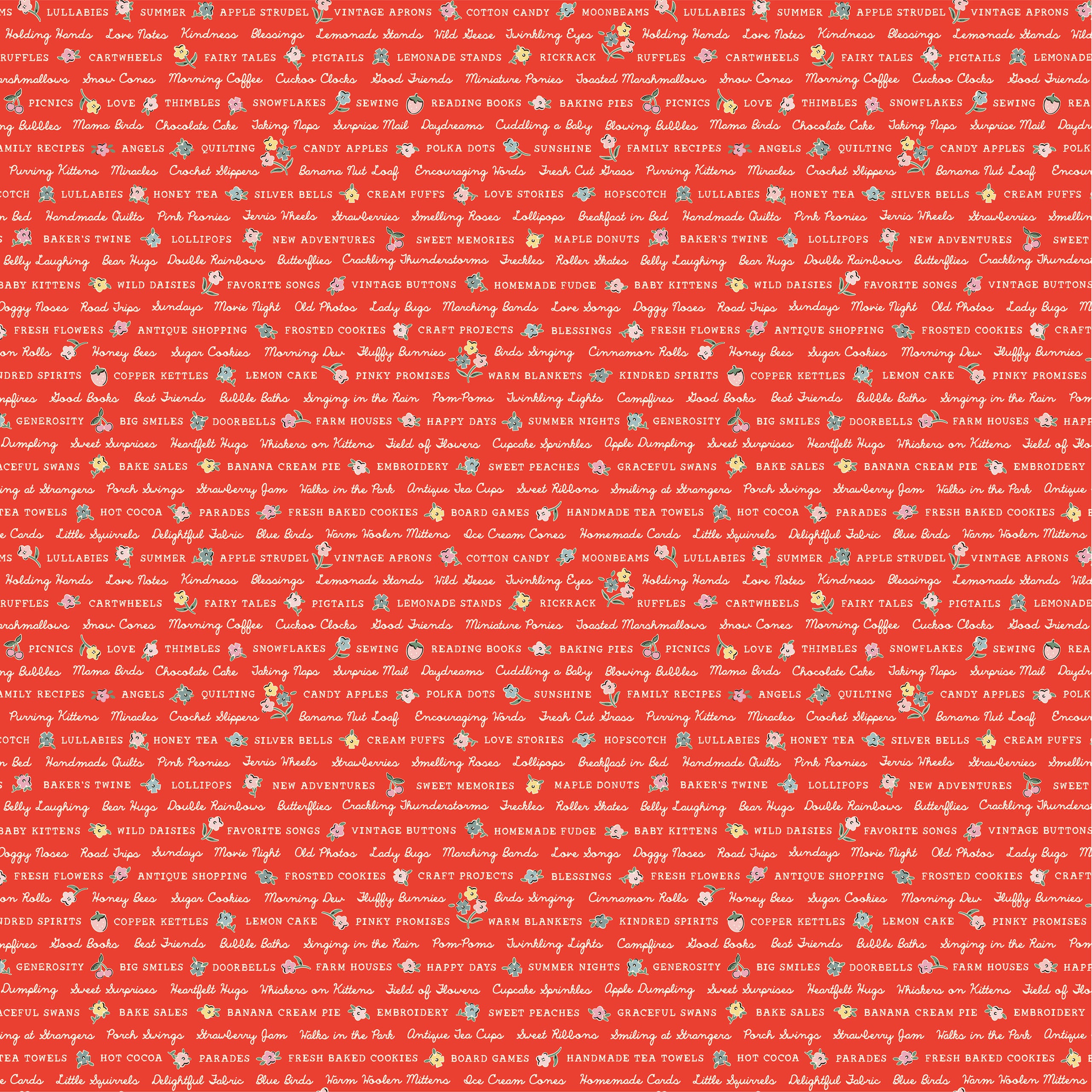 My Favorite Things Red Love Letters Yardage by Lori Woods for Poppie Cotton Fabrics