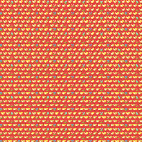 Betsy's Sewing Kit Red Little Chicks Yardage by Lori Woods for Poppie Cotton Fabrics