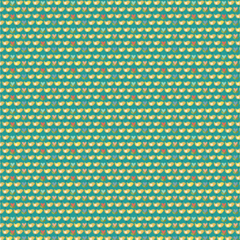 Betsy's Sewing Kit Teal Little Chicks Yardage by Lori Woods for Poppie Cotton Fabrics