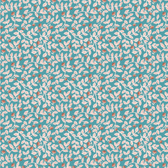 Goose Creek Gardens Teal Meadow Leaves Yardage by Lori Woods for Poppie Cotton Fabrics