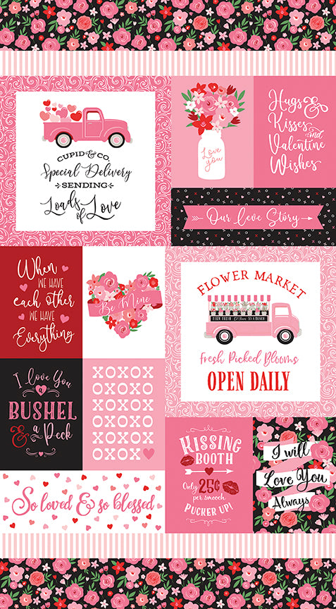 Falling In Love Pink Panel by Dani Mogstad for Riley Blake Designs