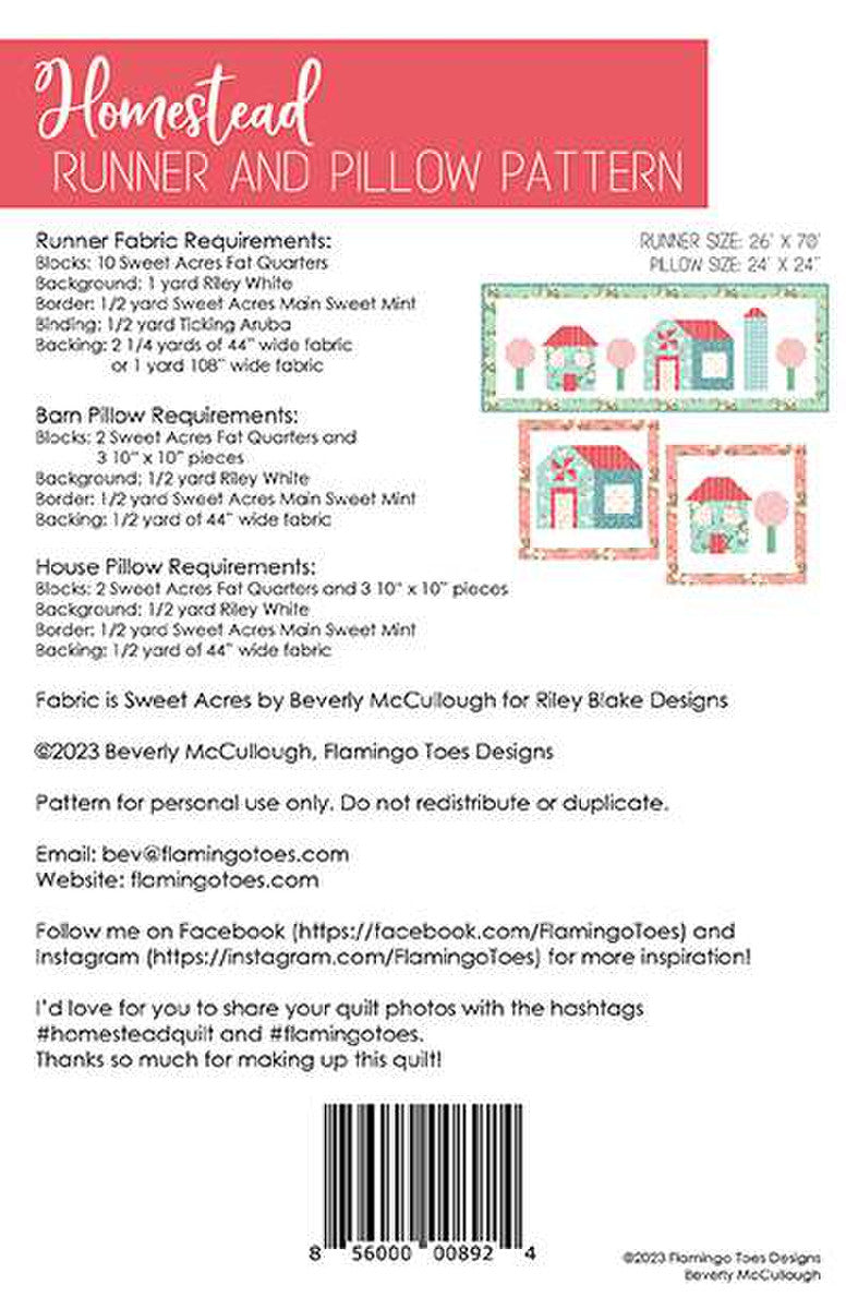 Homestead Runner & Pillow Pattern by Beverly McCullough